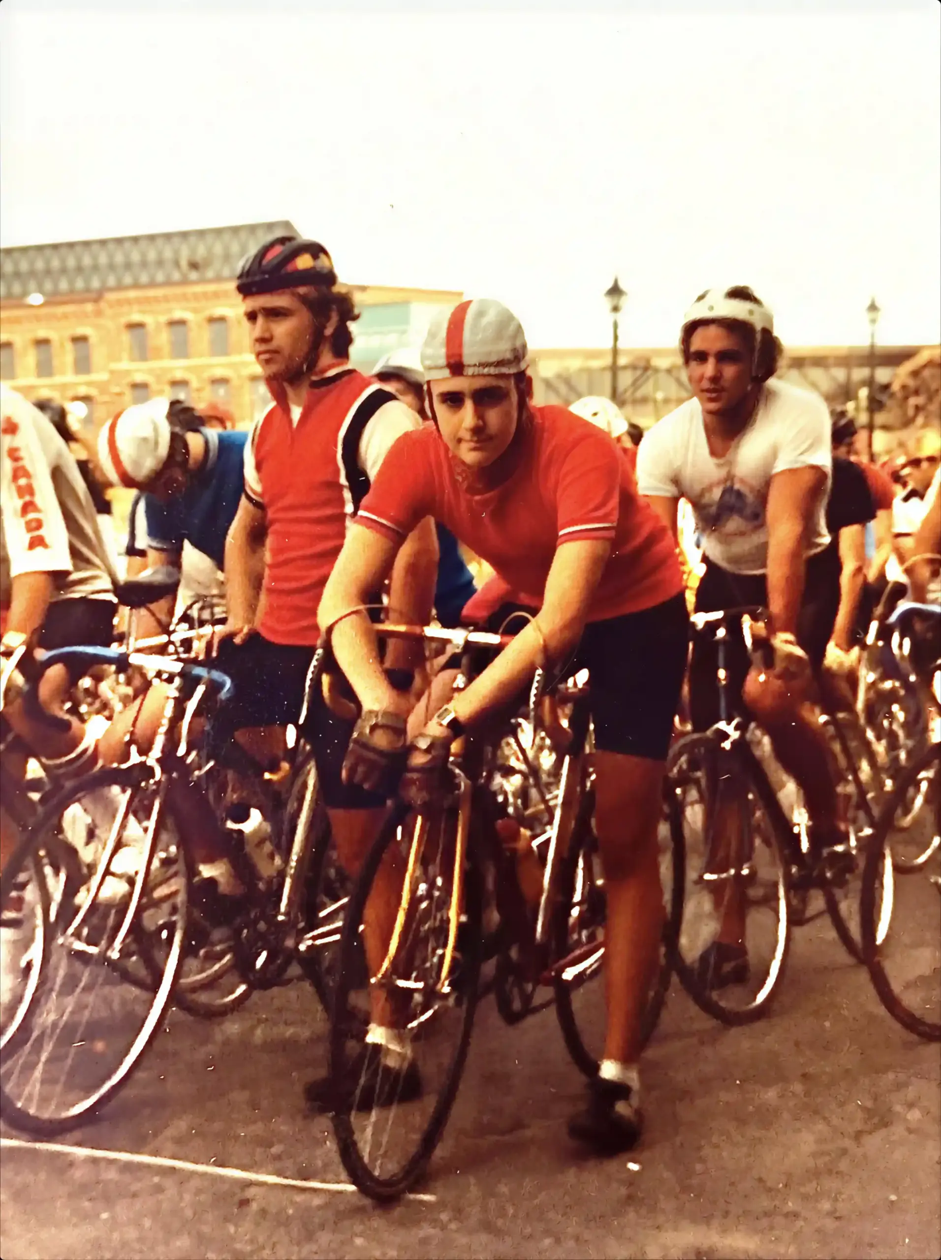 Patrick Oancia lined up at the start of a bicycle race in Moncton, New Brunswick, 1980.